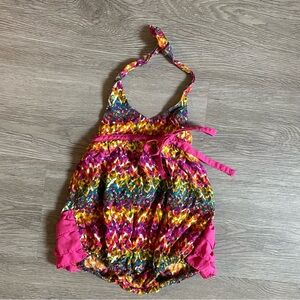 Ruffle Butts Girls 18-24 months Romper Tie Dye Rainbow Colorful Beach Tropical